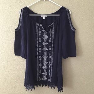 Misses peep shoulder tunic